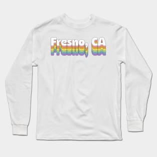 Fresno, CA // Retro Typography Design Long Sleeve T-Shirt